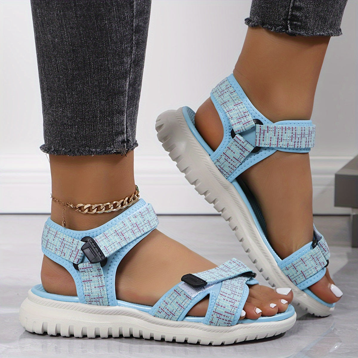 [Comfortable Sports Sandals] Comfortable Women's Summer Sports Sandals | Soft Sole With Adjustable Buckle Walking Shoes, Lightweight Platform Casual Footwear