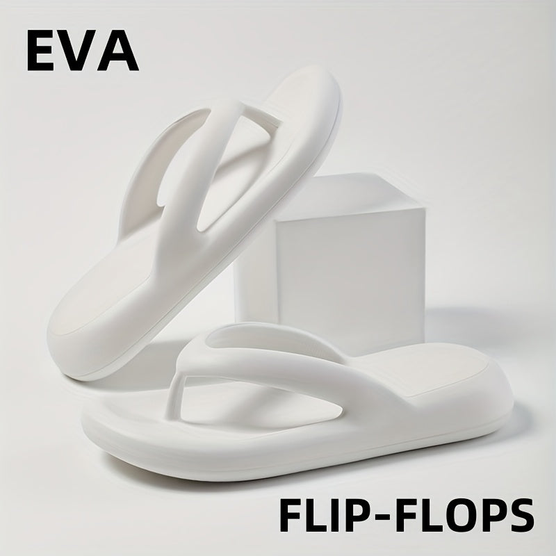 [Slip-On Platform Sandals] Thick Cushioned, Slip-On Women's Platform Sandals - Non-Slip EVA Sole Beach Shoes for Pool, Vacation, Everyday - Available in Black, Purple, White - All-Season Slide Sandals, Flexible Footwear