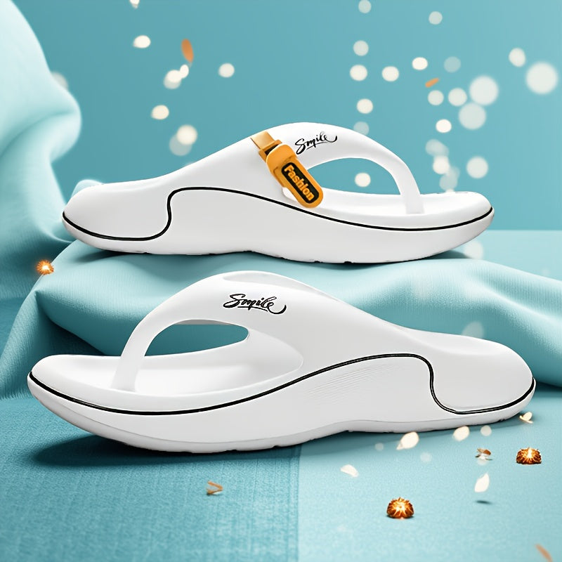 Men'S Stylish Comfortable Non-Slip Thick Sole Flip-Flops, Durable EVA Material, Fashionable Summer Slides for Casual Wear and Outdoor Activities