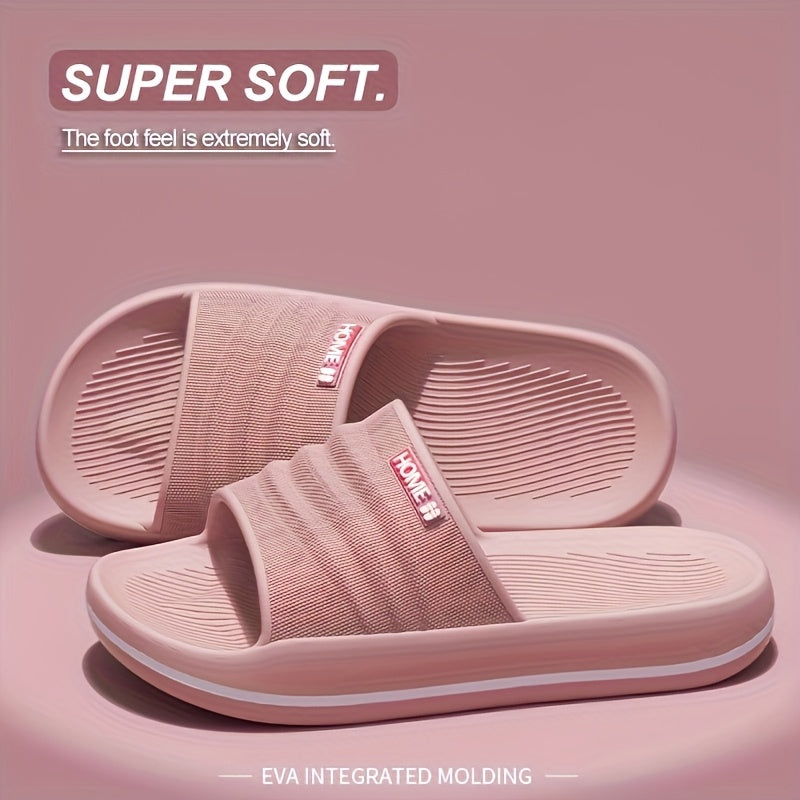 Women's EVA Slide Sandals - Comfortable, Non-Slip, Thick Sole, Open Toe for Indoor/Outdoor Use - Blue & Pink, Textured Design, Perfect for Shower, Beach, and Casual Wear, Shower Shoes, Slipon Footwear, Durable Traction Footwear