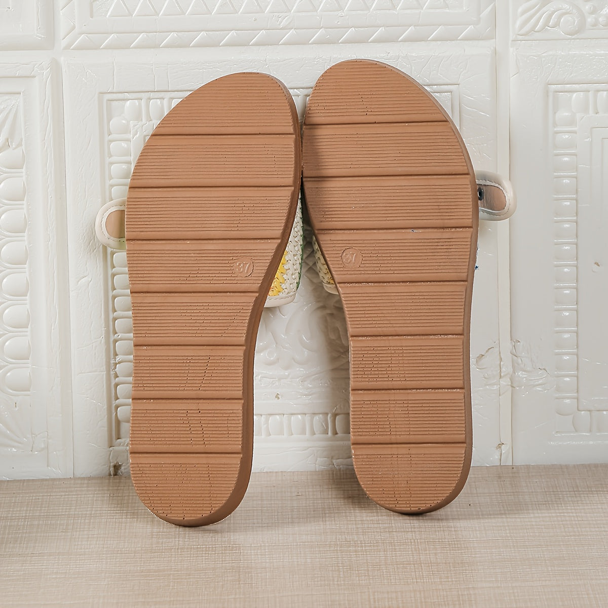 Women's Summer Slip-On Sandals - Non-Slip Cushioned insoles, Breathable Open-Toe Flat shoes with Pastel Colors (Beige/Blue/Pink/Orange/Teal/Purple/Black/White/Red/Golden) - PU Sole for Beach, Casual, Office - Easy-Clean Footwear, Beach Essentials, Woven