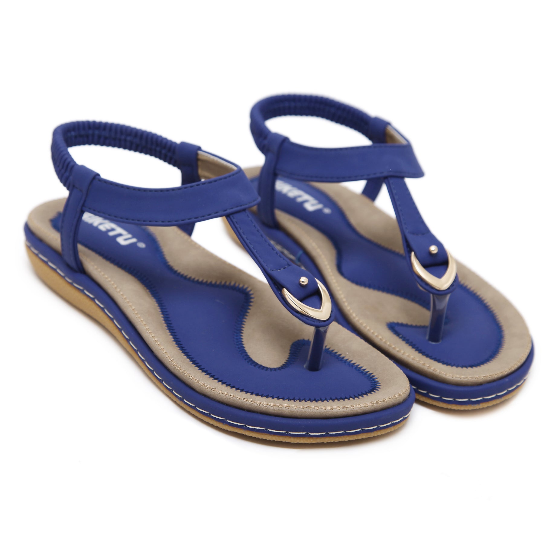[Pink Flat Sandals] Pink Women's Flat Sandals, Large Size, Synthetic Upper, TPR Sole, Open Toe, Ankle Strap, Golden Buckle and Embroidered Straps | Summer 2025 Casual Footwear, Durable