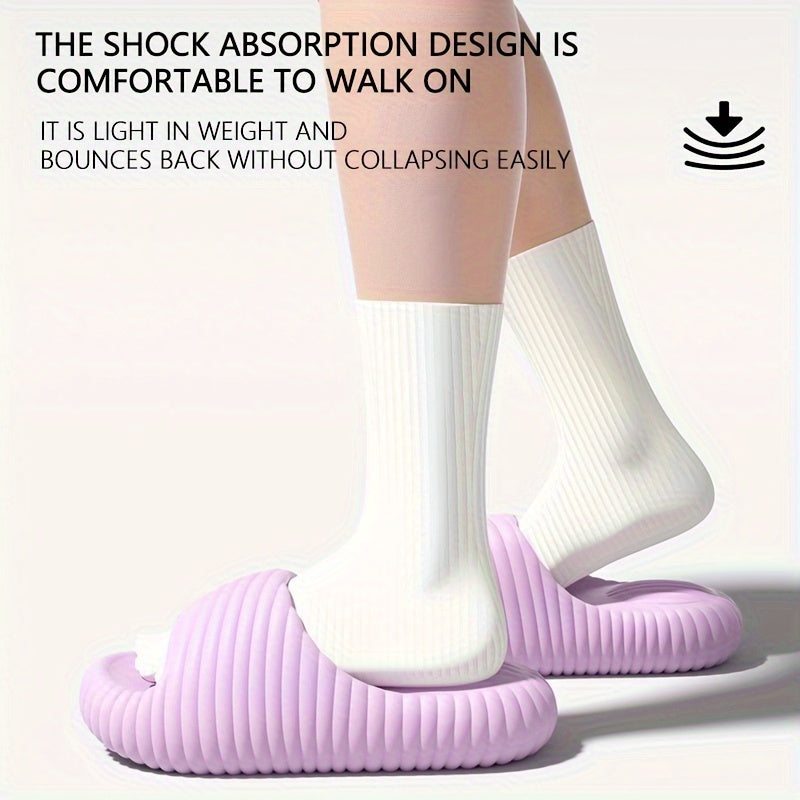 Women's Lightweight Quick-Dry Slip-On Slippers - Soft Cushioned insoles, Non-Slip PU Sole - Cushioning & Arch Support for All-Day Comfort - Beach, Bathroom, Poolside - Couples Matching Footwear - Easy-Clean Slipper Shoes, Beach Sandals, Minimalist Design,
