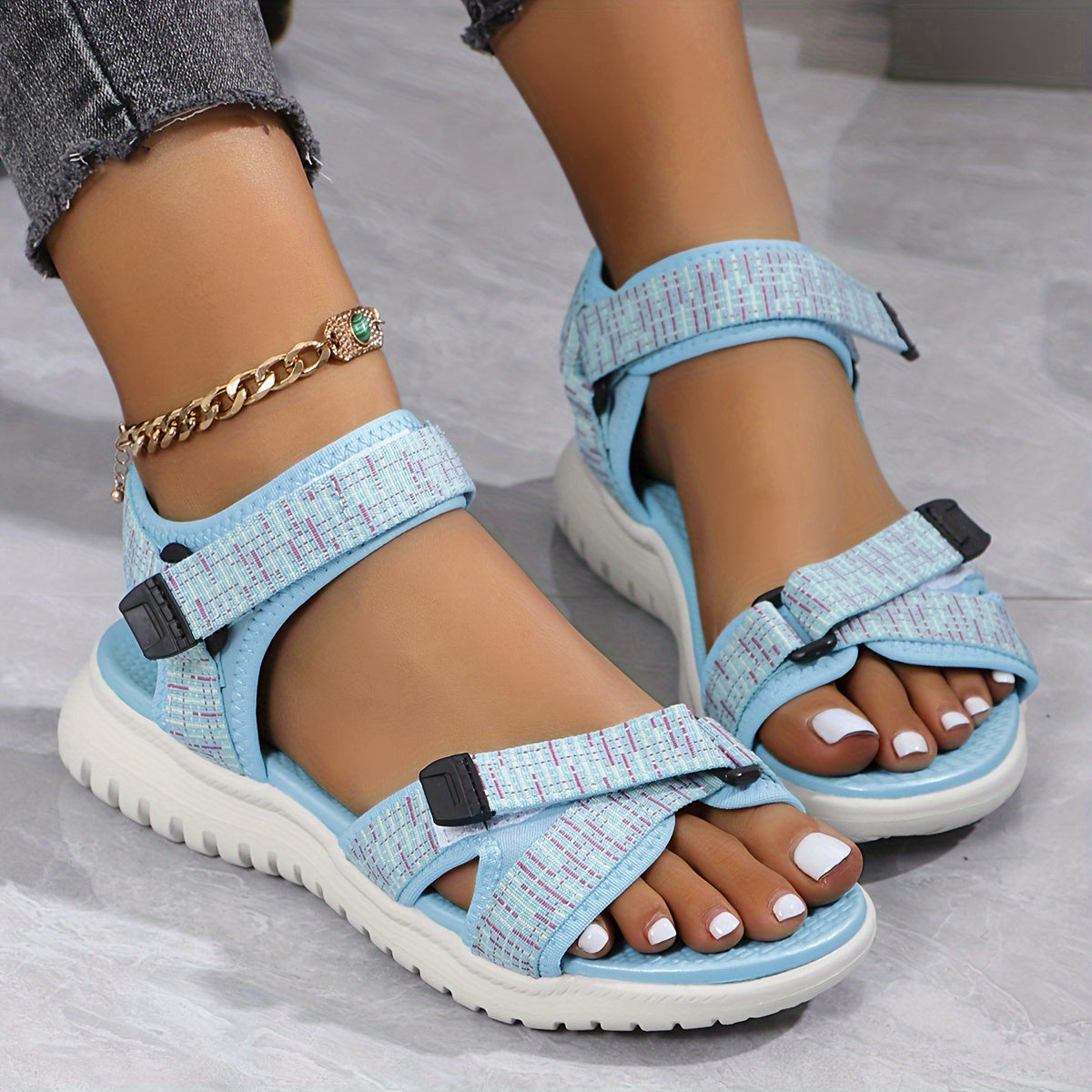 [Comfortable Sports Sandals] Comfortable Women's Summer Sports Sandals | Soft Sole With Adjustable Buckle Walking Shoes, Lightweight Platform Casual Footwear