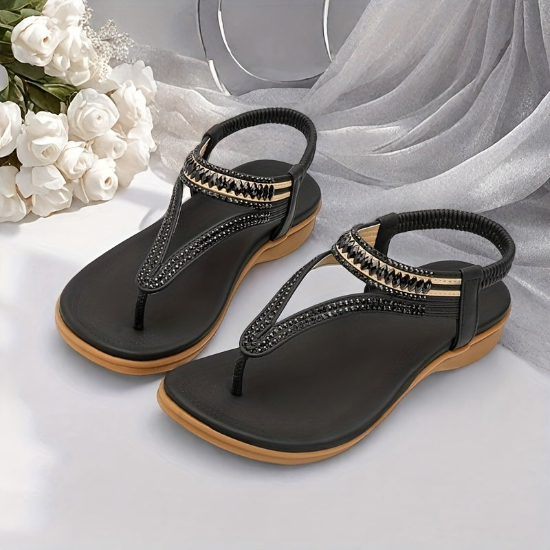 Women'S Sandals Flat Summer Shoes T-Strap Casual Dressy Sandals For Women Arch Support Slingback Sandals