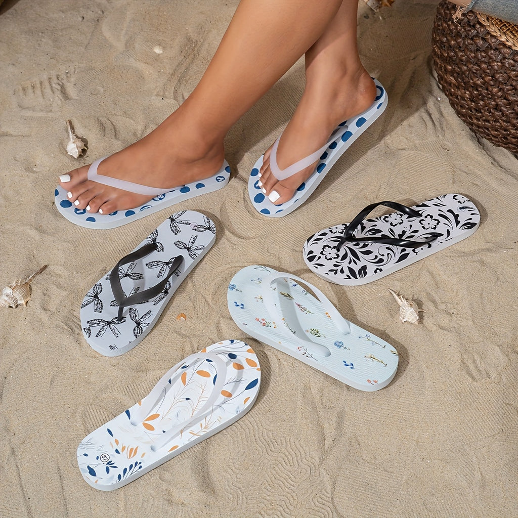 Women's Lightweight Slip-On Flip Flops - Quick-Dry Beach Sandals with Non-Slip Sole, Soft EVA Indoor/Outdoor Shoes for Pool, Bathroom, Vacation - Open-Toe Cushioned Footbed Slippers (Multi-Color Options) - Easy Hand Wash Care, Poolside Footwear,