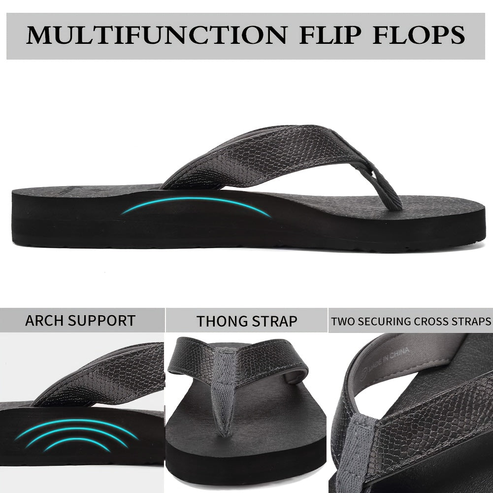 Women's Lightweight Comfortable Non-Slip Flip Flops - PU Cover Upper & EVA Cushioned Sole, Slip-On Flat Sandals for Indoor Outdoor Beach Summer Use, Summer Sandals