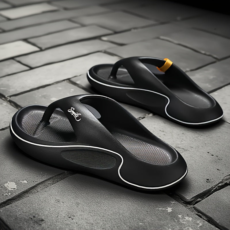 Men'S Stylish Comfortable Non-Slip Thick Sole Flip-Flops, Durable EVA Material, Fashionable Summer Slides for Casual Wear and Outdoor Activities