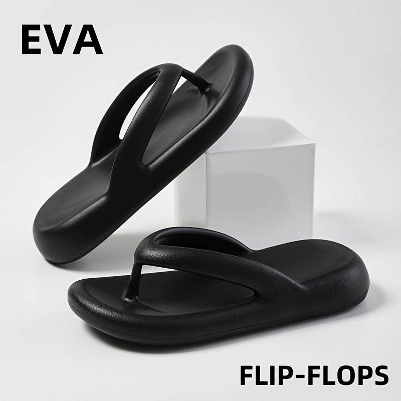 [Slip-On Platform Sandals] Thick Cushioned, Slip-On Women's Platform Sandals - Non-Slip EVA Sole Beach Shoes for Pool, Vacation, Everyday - Available in Black, Purple, White - All-Season Slide Sandals, Flexible Footwear