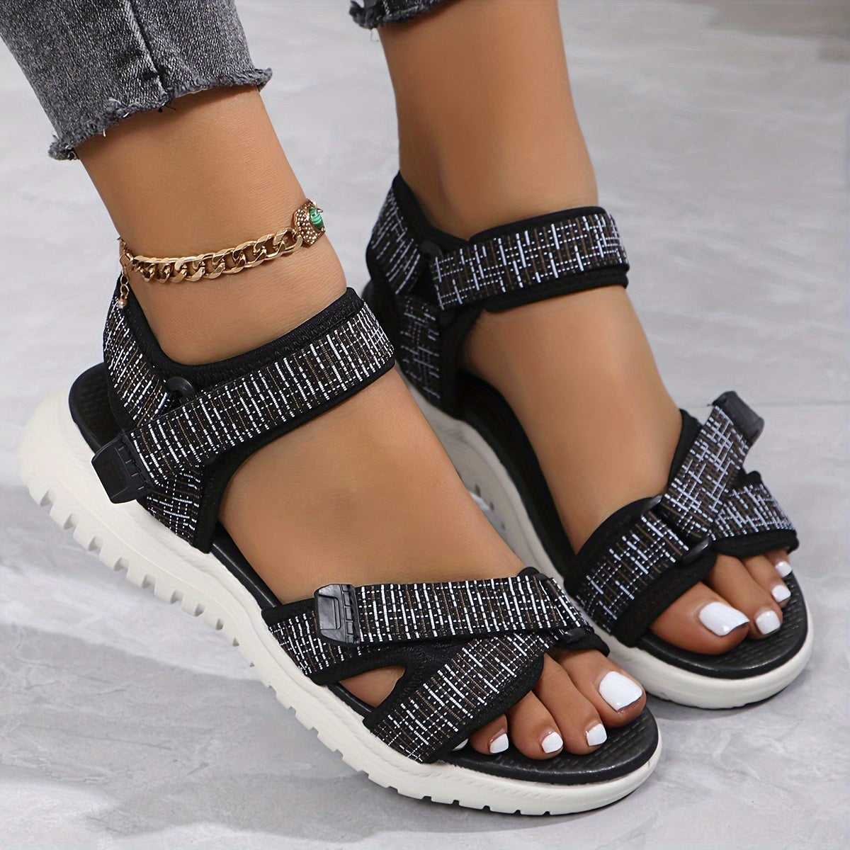 [Comfortable Sports Sandals] Comfortable Women's Summer Sports Sandals | Soft Sole With Adjustable Buckle Walking Shoes, Lightweight Platform Casual Footwear