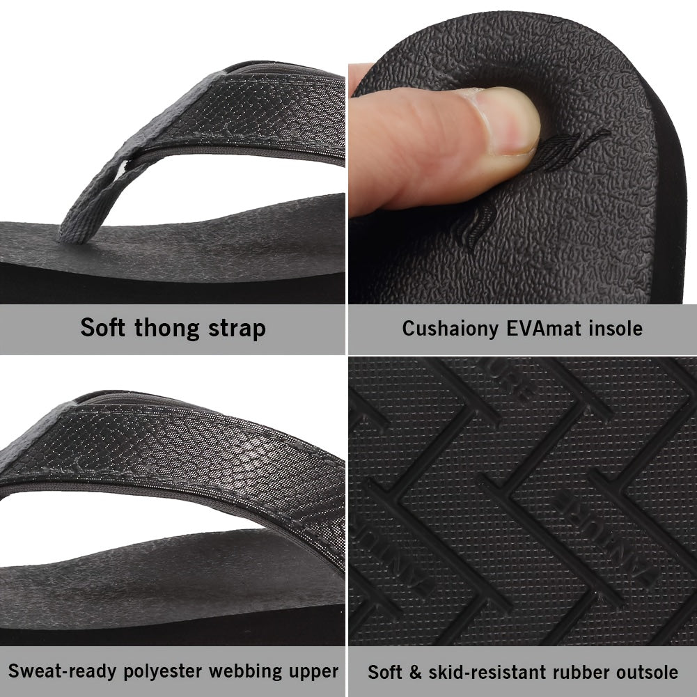 Women's Lightweight Comfortable Non-Slip Flip Flops - PU Cover Upper & EVA Cushioned Sole, Slip-On Flat Sandals for Indoor Outdoor Beach Summer Use, Summer Sandals