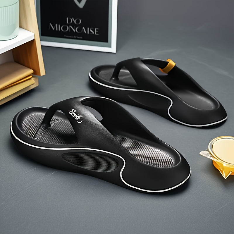 Men'S Stylish Comfortable Non-Slip Thick Sole Flip-Flops, Durable EVA Material, Fashionable Summer Slides for Casual Wear and Outdoor Activities