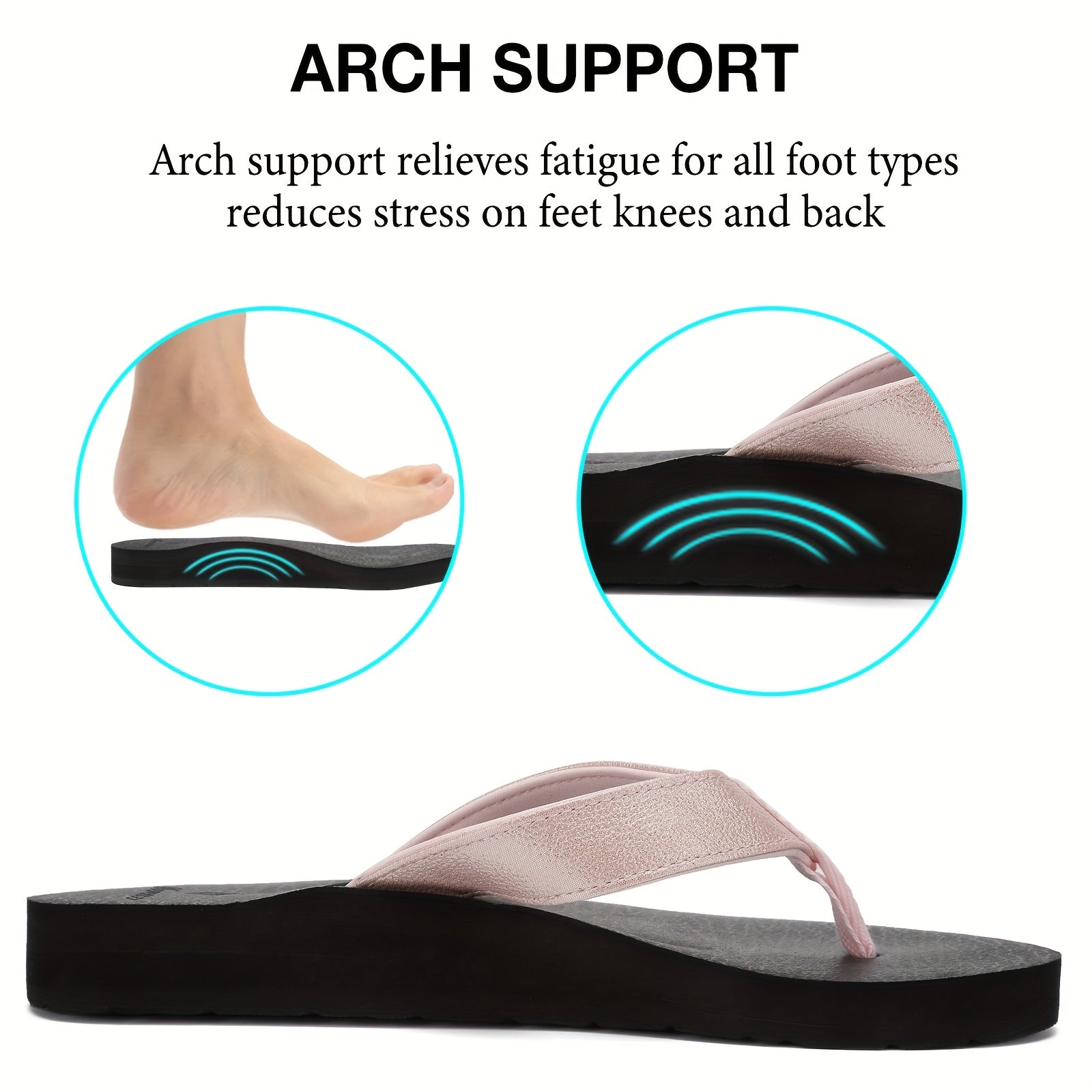 Women's Lightweight Comfortable Non-Slip Flip Flops - PU Cover Upper & EVA Cushioned Sole, Slip-On Flat Sandals for Indoor Outdoor Beach Summer Use, Summer Sandals