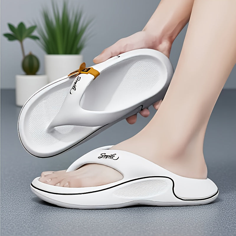 Men'S Stylish Comfortable Non-Slip Thick Sole Flip-Flops, Durable EVA Material, Fashionable Summer Slides for Casual Wear and Outdoor Activities