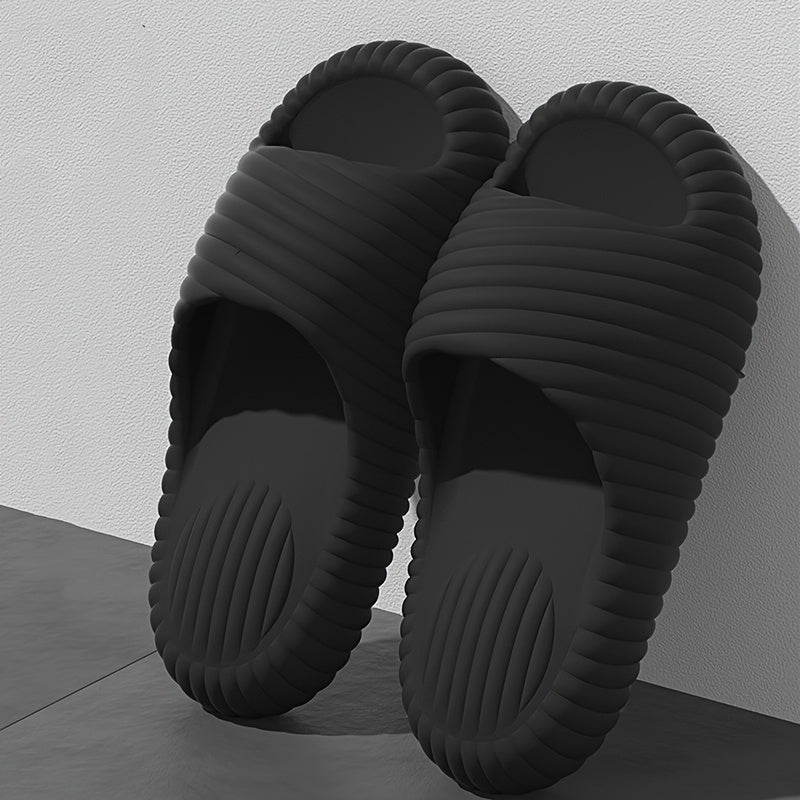 Women's Lightweight Quick-Dry Slip-On Slippers - Soft Cushioned insoles, Non-Slip PU Sole - Cushioning & Arch Support for All-Day Comfort - Beach, Bathroom, Poolside - Couples Matching Footwear - Easy-Clean Slipper Shoes, Beach Sandals, Minimalist Design,