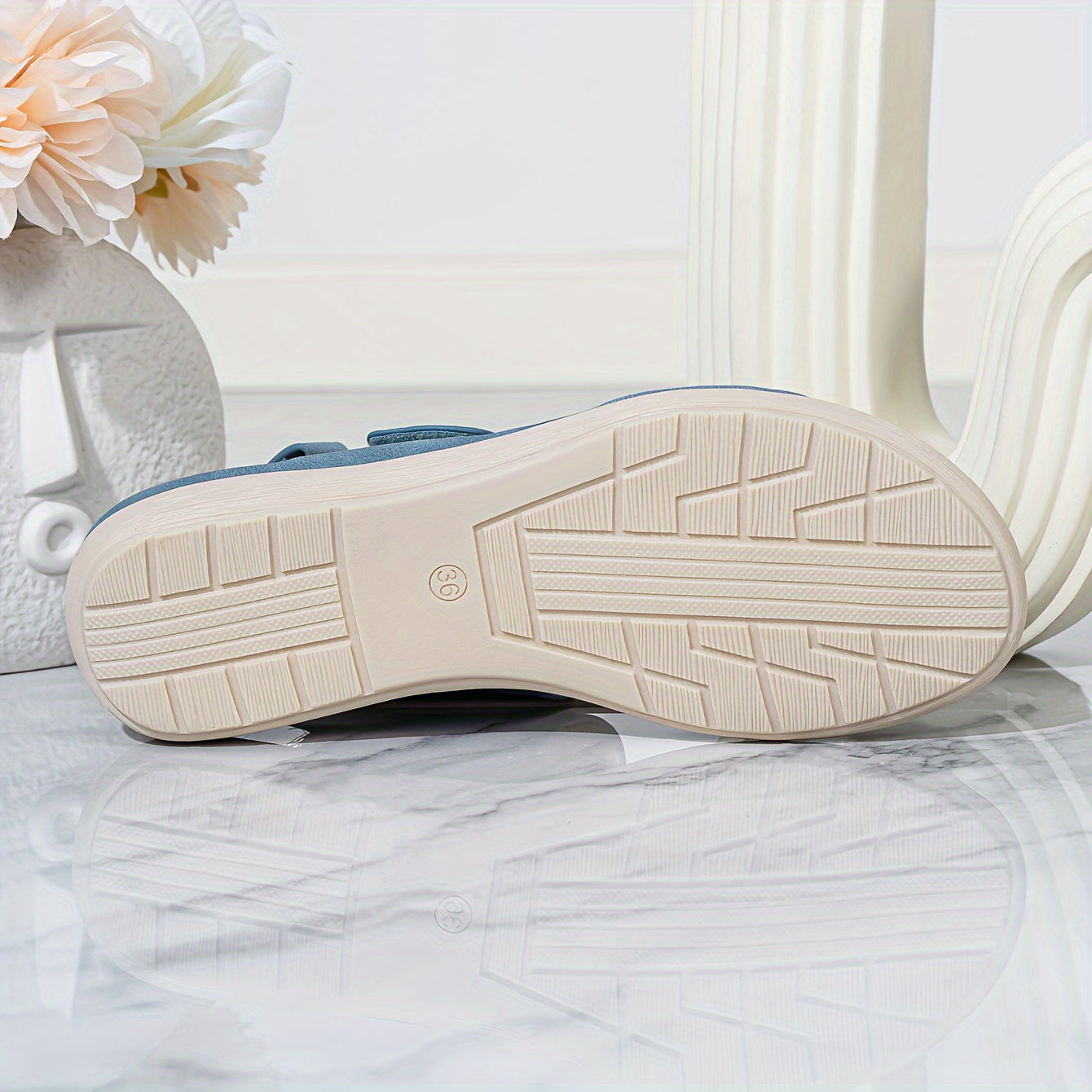 [Wedge Solid Color Sandals] Women's Wedge Solid Color Sandals, Ankle Strap Soft Sole Platform Shoes, Non-slip Summer Beach Shoes