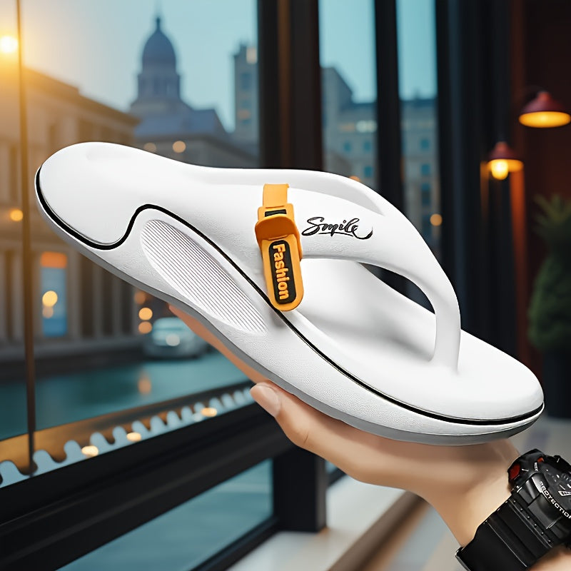 Men'S Stylish Comfortable Non-Slip Thick Sole Flip-Flops, Durable EVA Material, Fashionable Summer Slides for Casual Wear and Outdoor Activities
