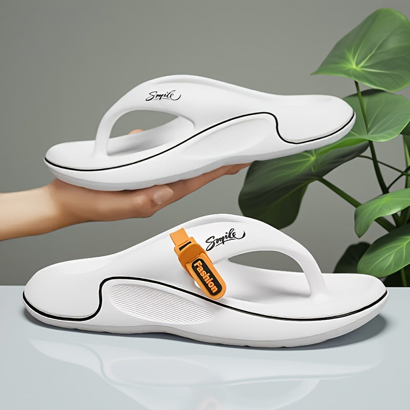 Men'S Stylish Comfortable Non-Slip Thick Sole Flip-Flops, Durable EVA Material, Fashionable Summer Slides for Casual Wear and Outdoor Activities