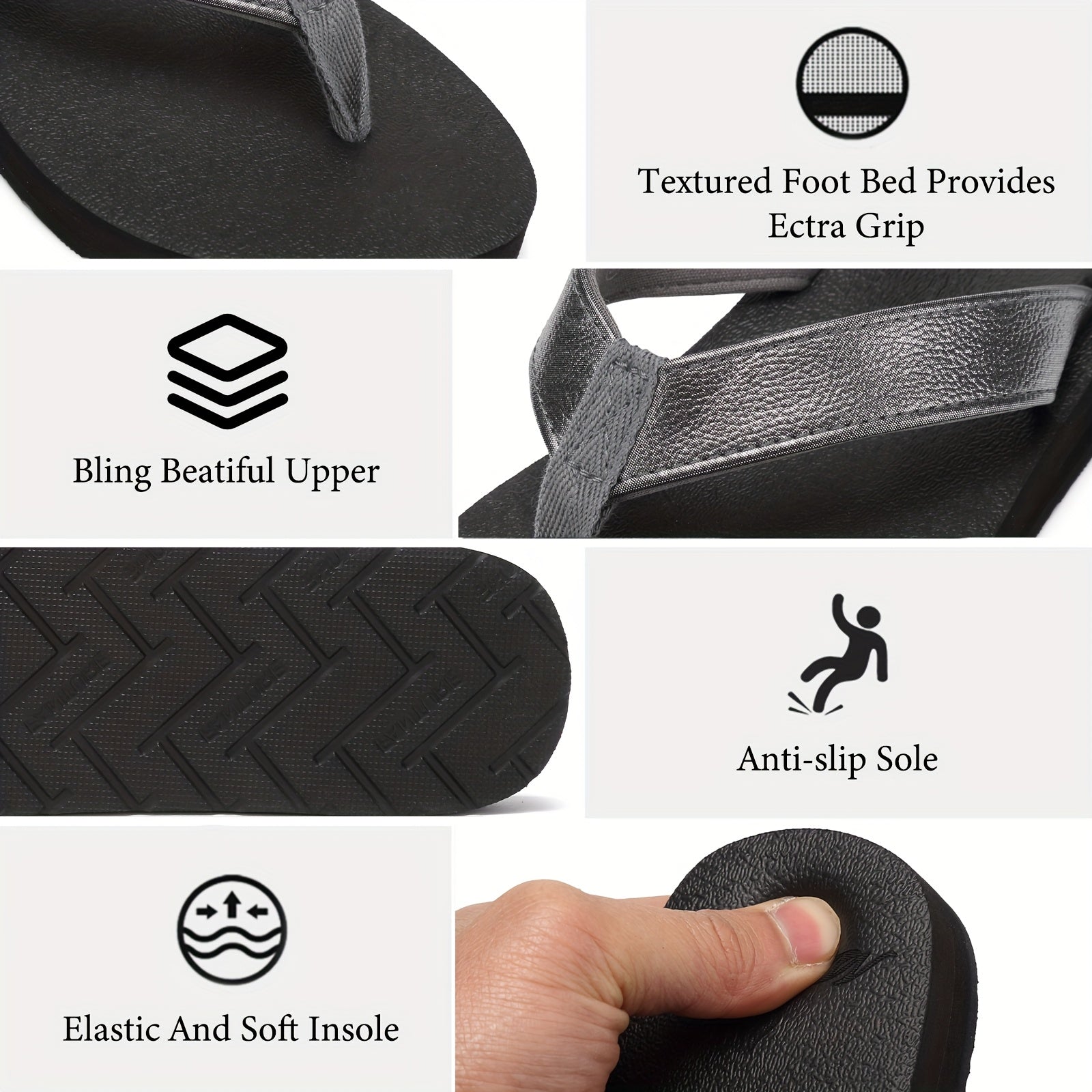 Women's Lightweight Comfortable Non-Slip Flip Flops - PU Cover Upper & EVA Cushioned Sole, Slip-On Flat Sandals for Indoor Outdoor Beach Summer Use, Summer Sandals