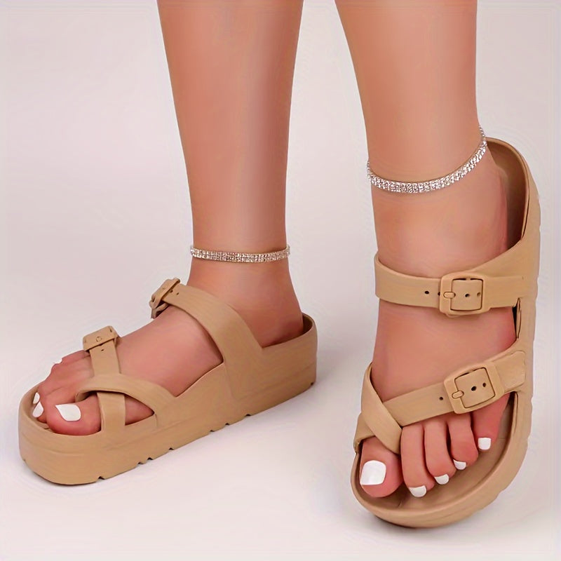 Cloud Comfort Slides - Adjustable Thick-Soled Sandals with Arch Support and Soft Insoles for Summer Home Use, Bathroom, and Outdoor Activities - Non-Slip EVA, Breathable, and Easy to Wear