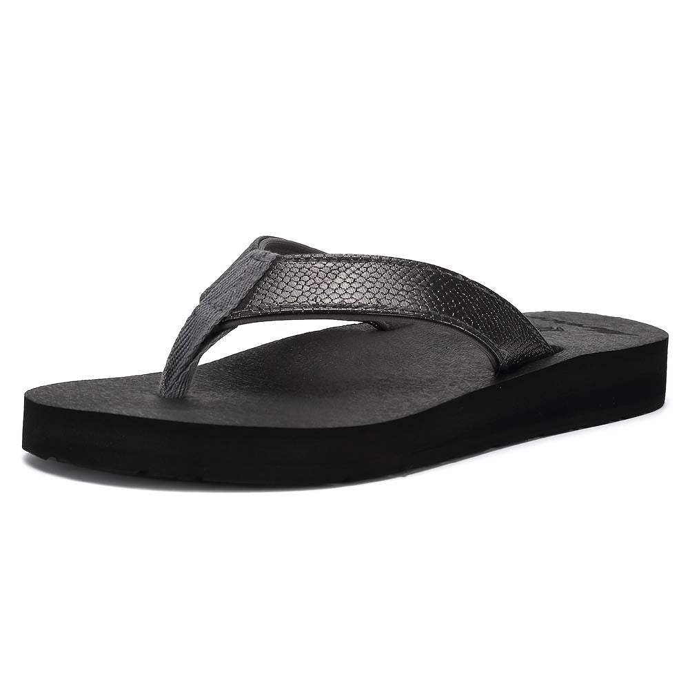 Women's Lightweight Comfortable Non-Slip Flip Flops - PU Cover Upper & EVA Cushioned Sole, Slip-On Flat Sandals for Indoor Outdoor Beach Summer Use, Summer Sandals
