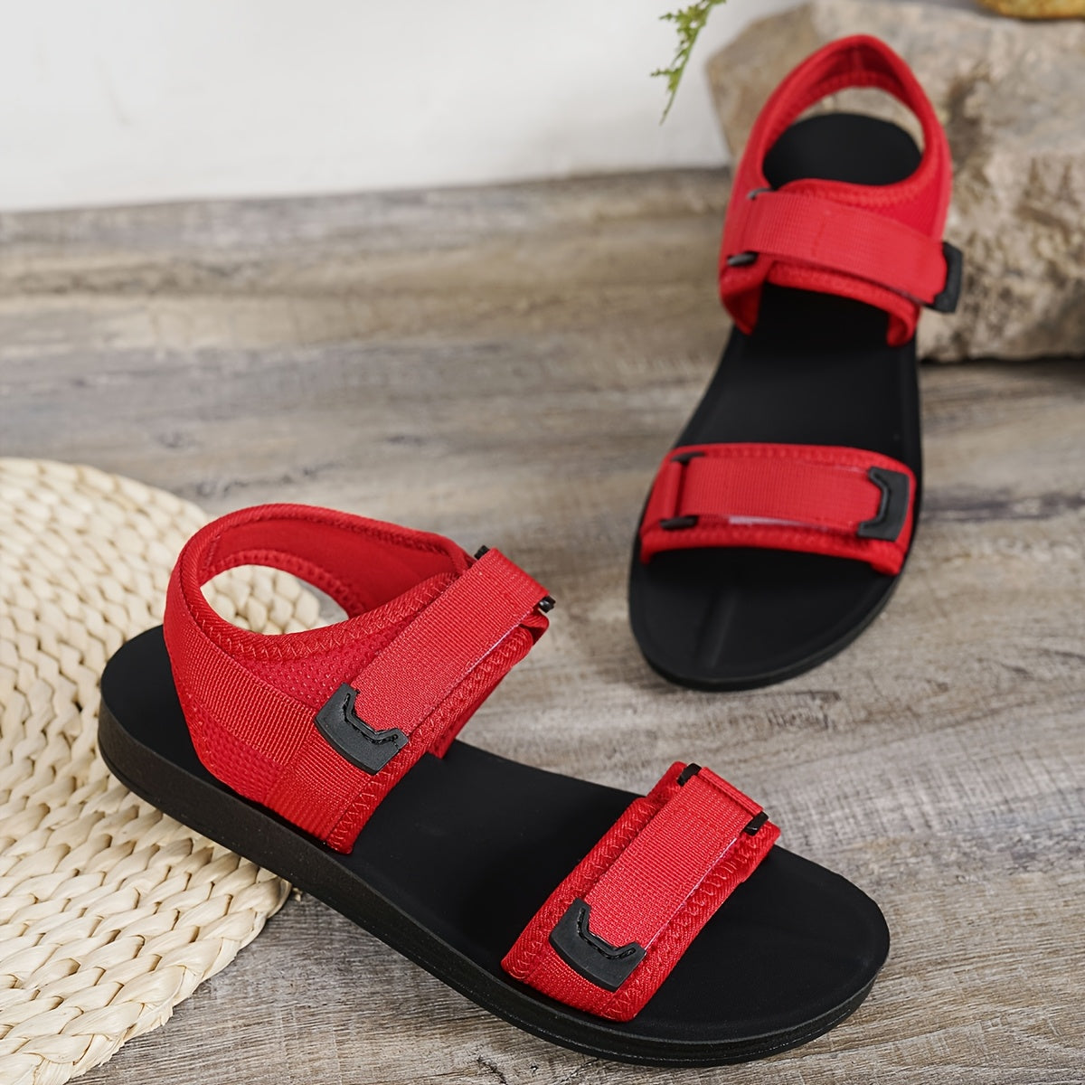 [Lightweight Summer Sandals] Women's Lightweight Summer Sports Sandals | Adjustable Woven Straps & Metal Buckle, Breathable Mesh Upper, Soft PU Cushioned Sole | Open-Toe Design for Beach, Casual, Vacations | Versatile Strappy Sandals, Beachwear
