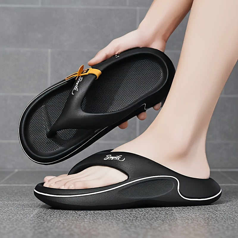 Men'S Stylish Comfortable Non-Slip Thick Sole Flip-Flops, Durable EVA Material, Fashionable Summer Slides for Casual Wear and Outdoor Activities