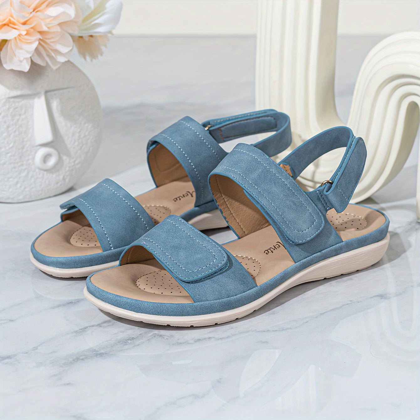 [Wedge Solid Color Sandals] Women's Wedge Solid Color Sandals, Ankle Strap Soft Sole Platform Shoes, Non-slip Summer Beach Shoes