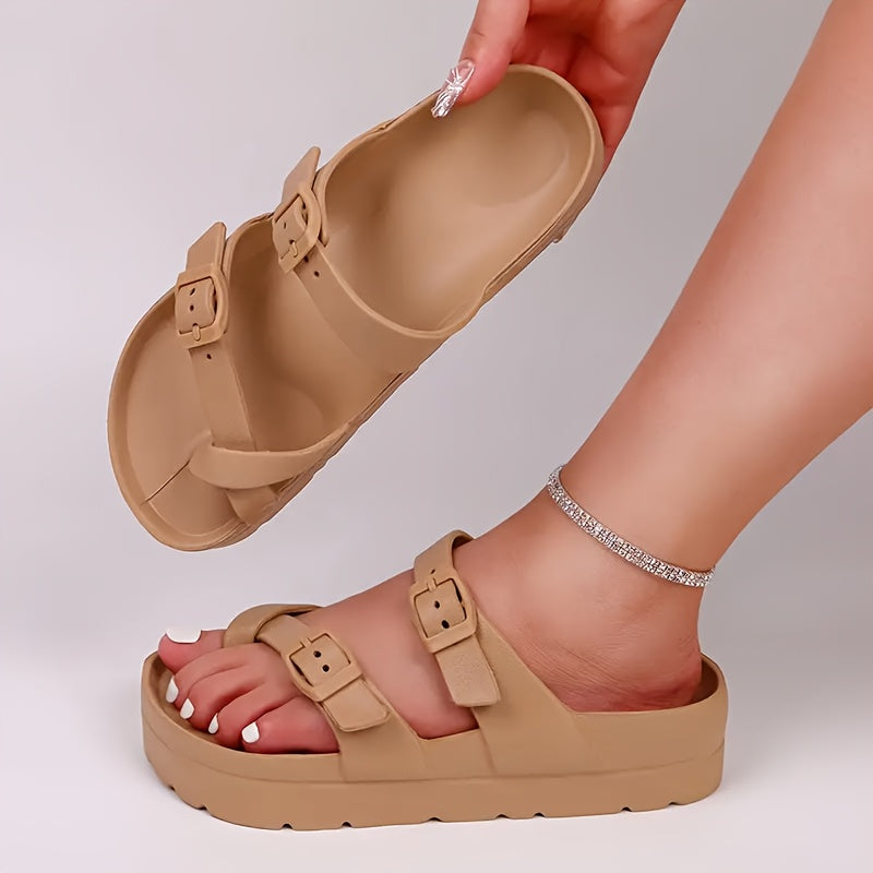 Cloud Comfort Slides - Adjustable Thick-Soled Sandals with Arch Support and Soft Insoles for Summer Home Use, Bathroom, and Outdoor Activities - Non-Slip EVA, Breathable, and Easy to Wear