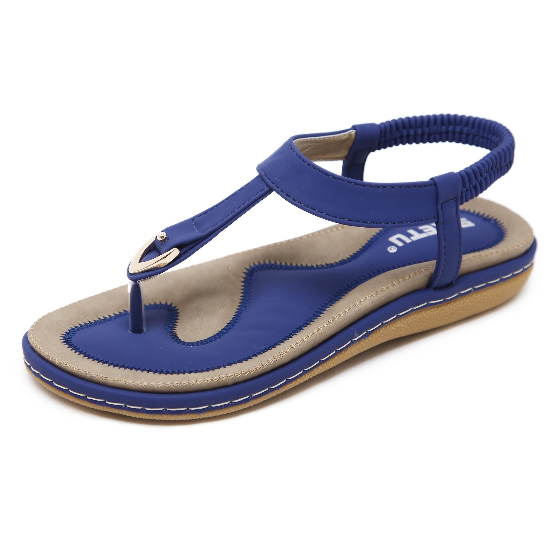 [Pink Flat Sandals] Pink Women's Flat Sandals, Large Size, Synthetic Upper, TPR Sole, Open Toe, Ankle Strap, Golden Buckle and Embroidered Straps | Summer 2025 Casual Footwear, Durable