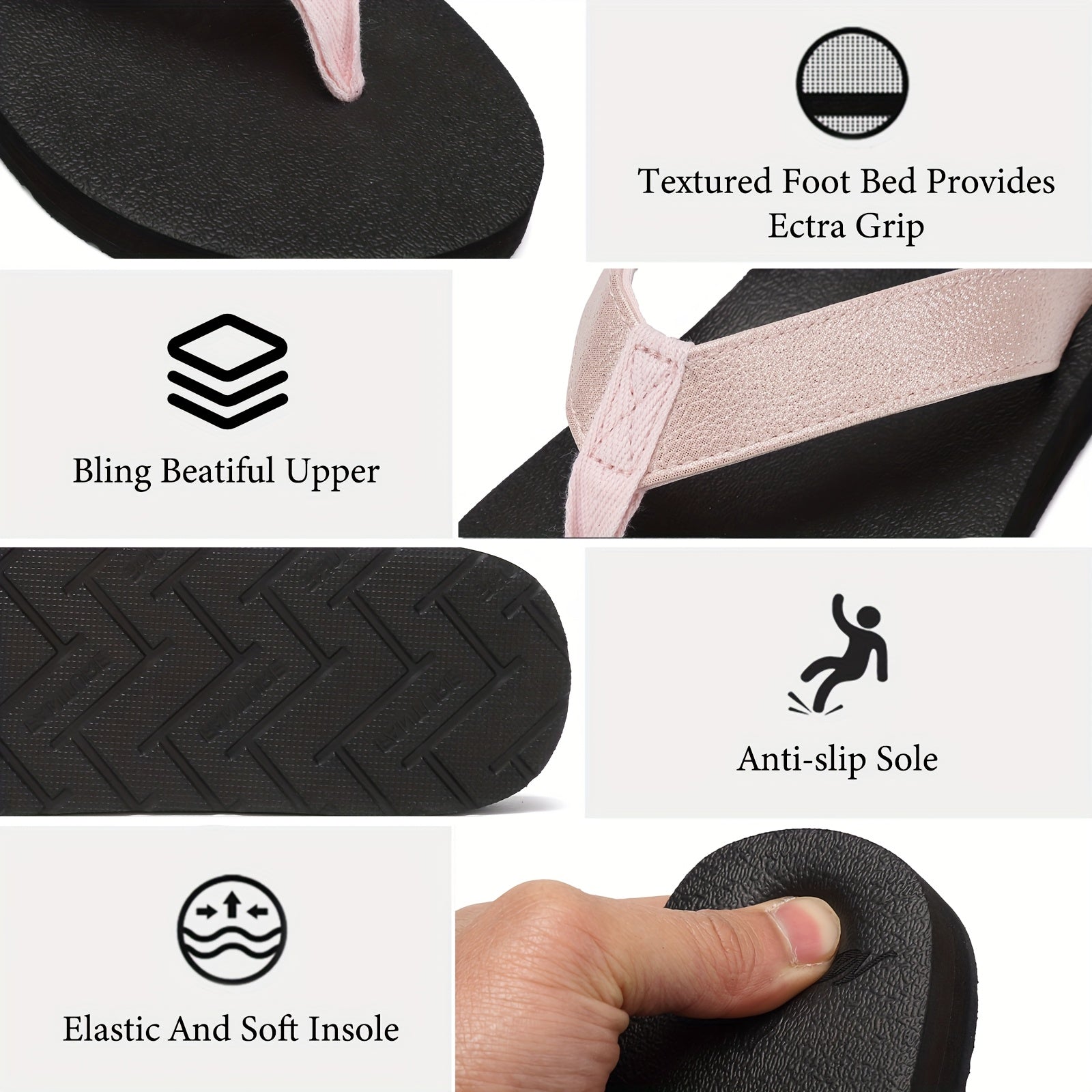 Women's Lightweight Comfortable Non-Slip Flip Flops - PU Cover Upper & EVA Cushioned Sole, Slip-On Flat Sandals for Indoor Outdoor Beach Summer Use, Summer Sandals
