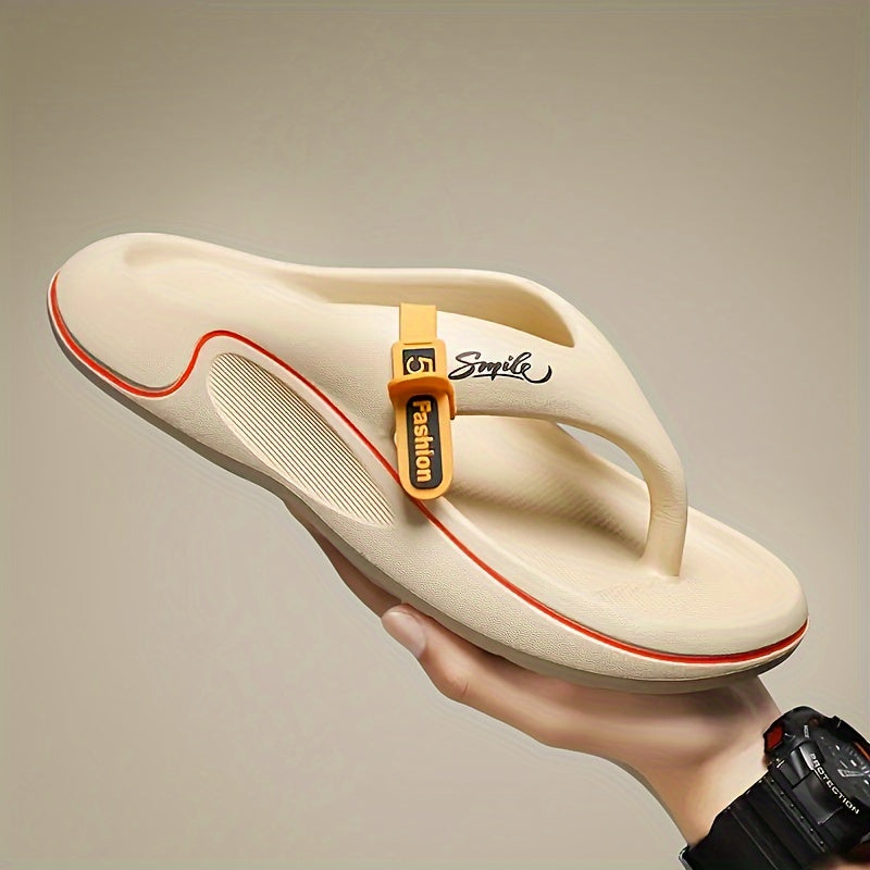 Men'S Stylish Comfortable Non-Slip Thick Sole Flip-Flops, Durable EVA Material, Fashionable Summer Slides for Casual Wear and Outdoor Activities