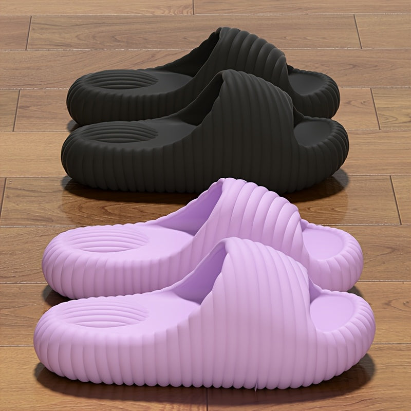 Women's Lightweight Quick-Dry Slip-On Slippers - Soft Cushioned insoles, Non-Slip PU Sole - Cushioning & Arch Support for All-Day Comfort - Beach, Bathroom, Poolside - Couples Matching Footwear - Easy-Clean Slipper Shoes, Beach Sandals, Minimalist Design,