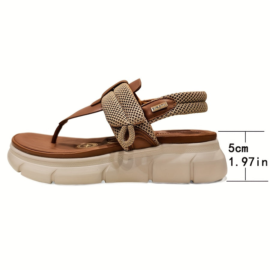 [Casual Sandals] Thick-Soled Women's Casual Sandals | Open-Toe Summer Shoes with Breathable Mesh Upper, Faux Cover Lining, Adjustable Hook-and-Loop Closure for Comfort, Versatile Style, Strappy Ankle Strap