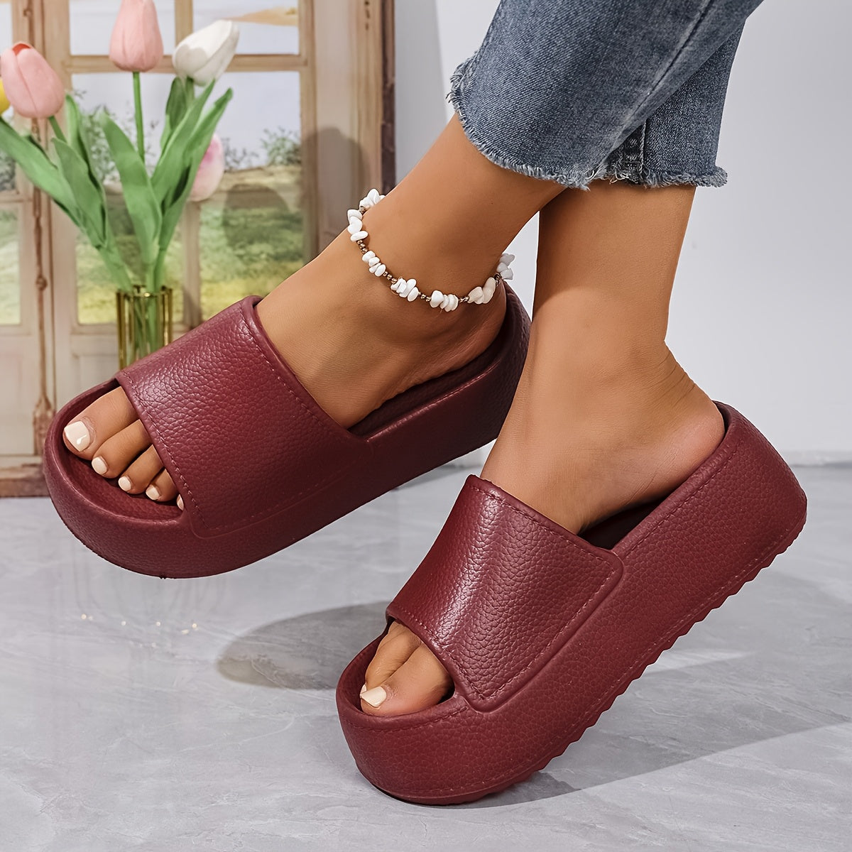 Women'S Minimalist Platform Slides - Summer Comfort Sandals For Indoor/Outdoor, Beach & Street Style, Easy Slip-On, Matching Sister Styles