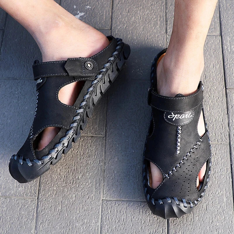 2025 New Casual Men's Soft Slippers Comfortable Men Summer Leather Sandals Roman